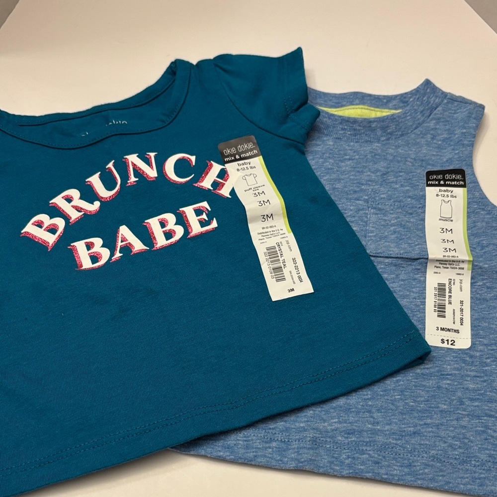 💕5/25💕Brunch Babe Teal and Heather Blue Tees 3 mo